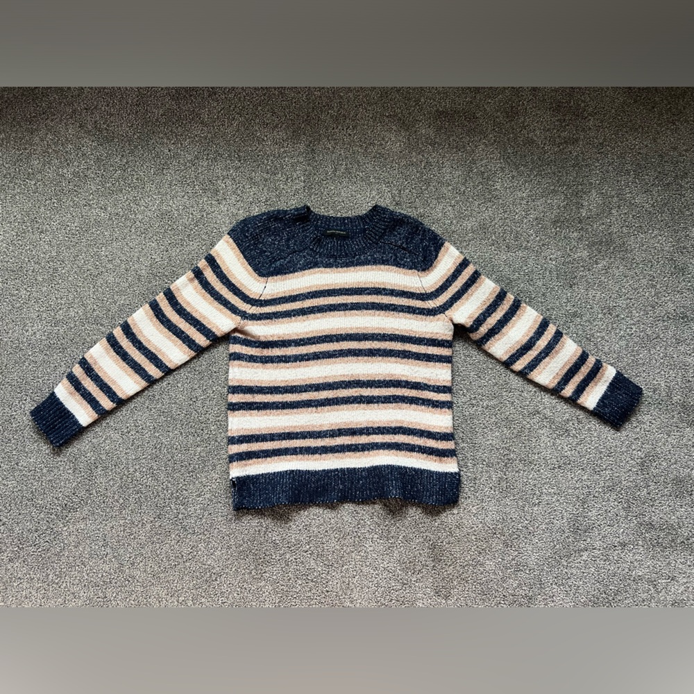 Banana Republic Factory Women’s Blue/Brown/Cream Striped Sweater Small